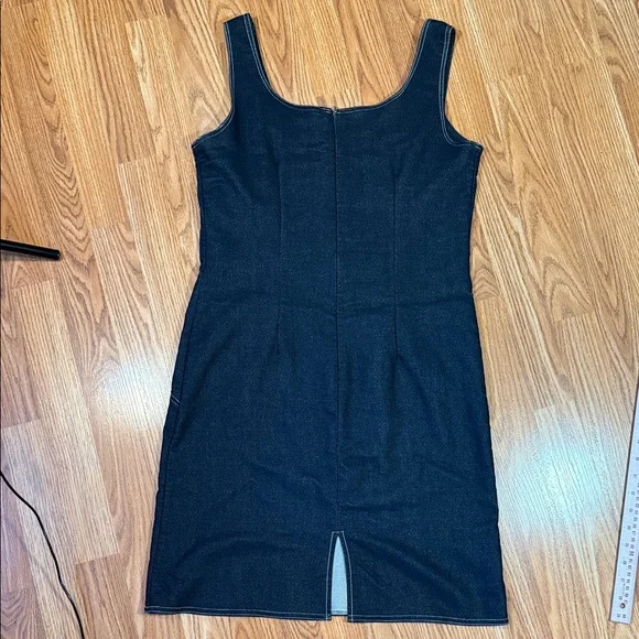 Bali Dark Blue Stretch Denim Sleeveless Shift Dress - Size L - Picture 8 of 9